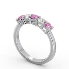 Five Stone Pink Sapphire and Diamond 0.94ct Ring 18K White Gold GEM112_WG_PS_THUMB1 