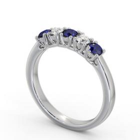 Five Stone Blue Sapphire and Diamond 0.65ct Ring Platinum GEM113_WG_BS_THUMB1 