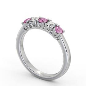 Five Stone Pink Sapphire and Diamond 0.65ct Ring 18K White Gold GEM113_WG_PS_THUMB1 