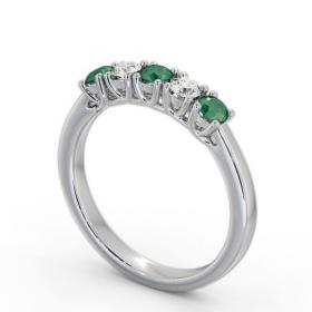 Five Stone Emerald and Diamond 0.56ct Ring 18K White Gold GEM113_WG_EM_THUMB1 