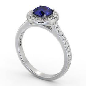 Halo Blue Sapphire and Diamond 1.65ct Ring 18K White Gold GEM82_WG_BS_THUMB1 