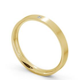 Ladies Round Single Diamond Flat Court Wedding Ring 18K Yellow Gold WBF11_YG_THUMB1 