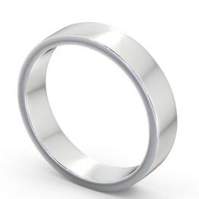 Mens Plain Flat Style Wedding Ring 9K White Gold WBM4_WG_THUMB1 