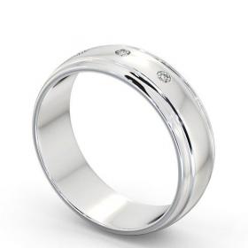 Mens Three Round Diamonds D Shape Wedding Ring 9K White Gold WBM16_WG_THUMB1 