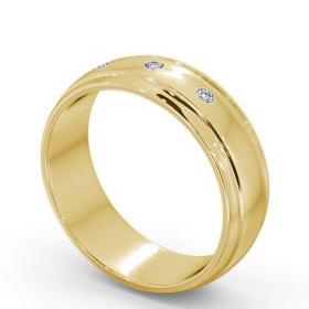 Mens Three Round Diamonds D Shape Wedding Ring 18K Yellow Gold WBM16_YG_THUMB1 