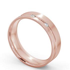 Mens Three Round Diamonds Single Groove Wedding Ring 18K Rose Gold WBM18_RG_THUMB1 