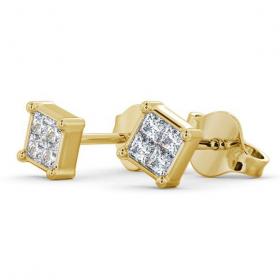 Princess Diamond Illusion Set Stud Earrings 9K Yellow Gold ERG7_YG_THUMB1 