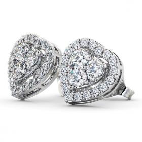 Heart Design Round Diamond Cluster Earrings 9K White Gold ERG8_WG_THUMB1 