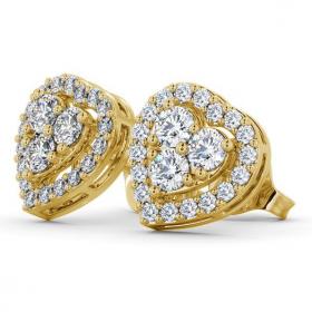 Heart Design Round Diamond Cluster Earrings 9K Yellow Gold ERG8_YG_THUMB1 