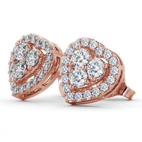 Heart Design Round Diamond Cluster Earrings 9K Rose Gold ERG8_RG_THUMB1 