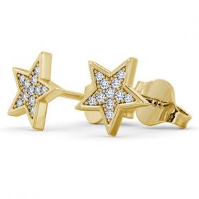 Star Shape Round Diamond Cluster Style Earrings 9K Yellow Gold ERG23_YG_THUMB1 