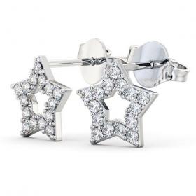 Star Shape Round Diamond Cluster Style Earrings 18K White Gold ERG24_WG_THUMB1 