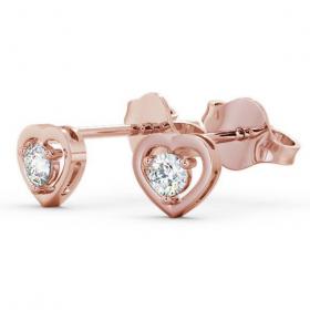 Heart Shaped Round Diamond Stud Earrings 9K Rose Gold ERG48_RG_THUMB1 