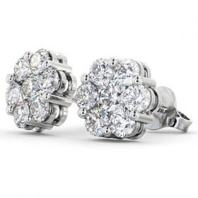 Cluster Round Diamond Earrings 18K White Gold ERG53_WG_THUMB1 