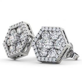 Cluster Round Diamond Hexagon Design Earrings 18K White Gold ERG61_WG_THUMB1 