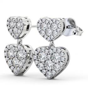 Double Heart Shaped Drop Diamond Cluster Earrings 18K White Gold ERG64_WG_THUMB1 