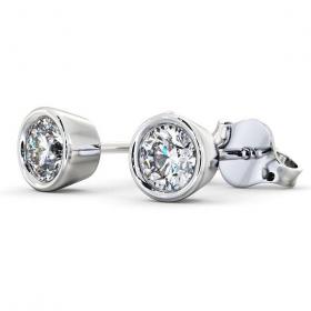 Round Diamond Bezel Stud Earrings 18K White Gold ERG74_WG_THUMB1 