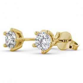 Round Diamond Five Claw Stud Earrings 18K Yellow Gold ERG75_YG_THUMB1 