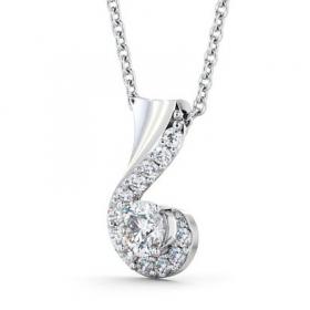 Drop Round Diamond Swirl Design Pendant 18K White Gold PNT11_WG_THUMB1 