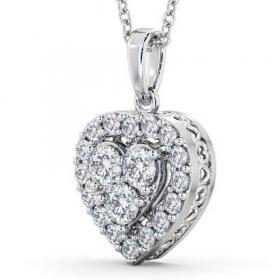 Halo Round Diamond Heart Design Pendant 9K White Gold PNT16_WG_THUMB1 