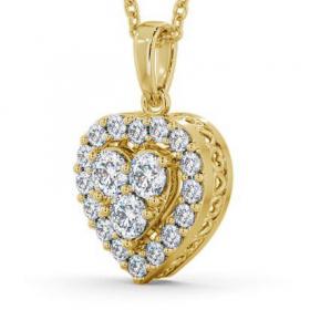Halo Round Diamond Heart Design Pendant 9K Yellow Gold PNT16_YG_THUMB1 