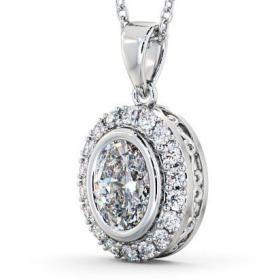Halo Oval Diamond Elegant Pendant 18K White Gold PNT23_WG_THUMB1 