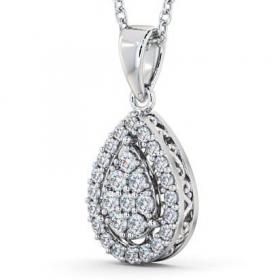Cluster Round Diamond Pear Design Pendant 18K White Gold PNT24_WG_THUMB1 