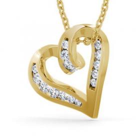 Heart Shaped Diamond 0.37ct Pendant 18K Yellow Gold PNT27_YG_THUMB1 