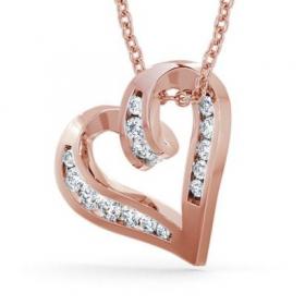 Heart Shaped Diamond 0.37ct Pendant 18K Rose Gold PNT27_RG_THUMB1 
