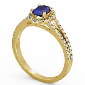 Halo Blue Sapphire and Diamond 0.86ct Ring 18K Yellow Gold GEM14_YG_BS_THUMB1 