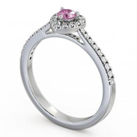 Halo Pink Sapphire and Diamond 0.50ct Ring 18K White Gold GEM16_WG_PS_THUMB1 