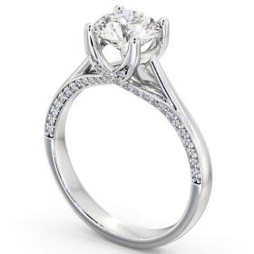 Round Diamond 4 Prong Engagement Ring 18K White Gold Solitaire with Channel Set Side Stones ENRD56_WG_THUMB1 