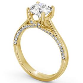 Round Diamond 4 Prong Engagement Ring 18K Yellow Gold Solitaire with Channel Set Side Stones ENRD56_YG_THUMB1 