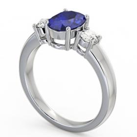 Three Stone Blue Sapphire and Diamond 1.30ct Ring 18K White Gold GEM24_WG_BS_THUMB1 