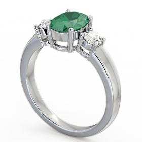 Three Stone Emerald and Diamond 1.15ct Ring 18K White Gold GEM24_WG_EM_THUMB1 