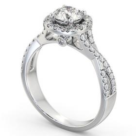Halo Round Diamond Cross Over Band Engagement Ring 18K White Gold ENRD59_WG_THUMB1 