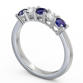 Five Stone Blue Sapphire and Diamond 0.75ct Ring Platinum FV1GEM_WG_BS_THUMB1 