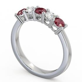 Five Stone Ruby and Diamond 0.75ct Ring Platinum FV1GEM_WG_RU_THUMB1 