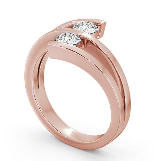 Two Stone Round Diamond Ring 9K Rose Gold - Alena AD1_RG_THUMB1