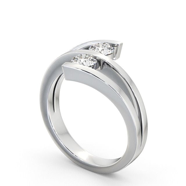 Two Stone Round Diamond Ring 18K White Gold - Alena AD1_WG_SIDE
