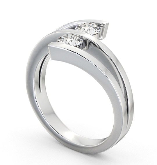 Two Stone Round Diamond Ring 9K White Gold - Alena AD1_WG_THUMB1