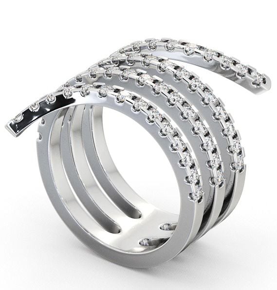  Spiral Round Diamond 0.95ct Cocktail Ring Platinum - Palma AD2_WG_THUMB1 