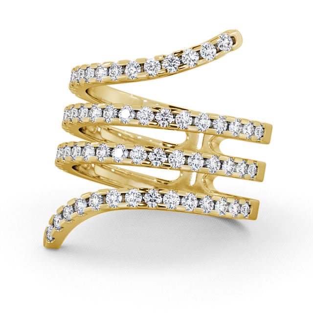 Spiral Round Diamond 0.95ct Cocktail Ring 18K Yellow Gold - Palma AD2_YG_FLAT
