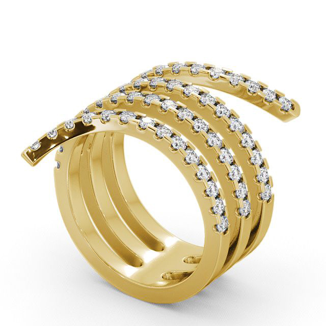 Spiral Round Diamond 0.95ct Cocktail Ring 18K Yellow Gold - Palma AD2_YG_SIDE
