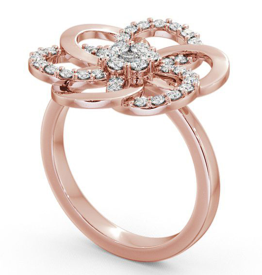 Floral Round Diamond 0.42ct Cocktail Ring 9K Rose Gold - Estella AD3_RG_THUMB1