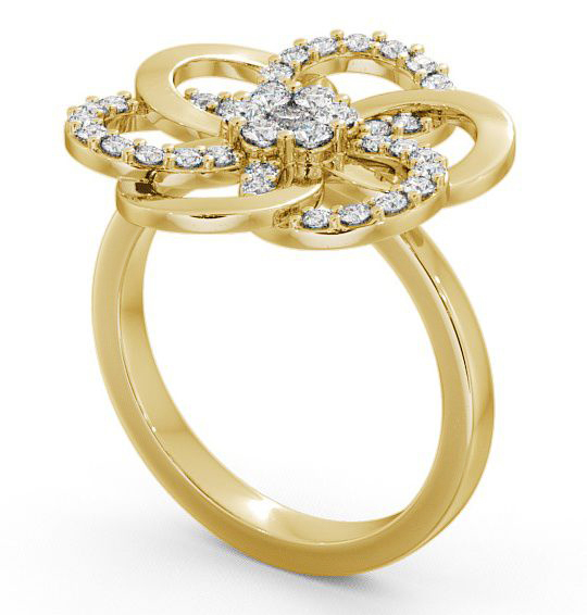 Floral Round Diamond 0.42ct Cocktail Ring 9K Yellow Gold - Estella AD3_YG_THUMB1