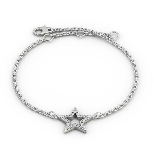  Star Design Delicate 0.18ct Diamond Bracelet 18K White Gold - Amelia BRC11_WG_THUMB2 