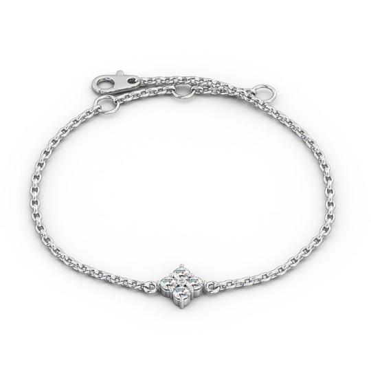  Cluster Style Delicate Diamond Bracelet 9K White Gold - Lorraine BRC14_WG_THUMB2 