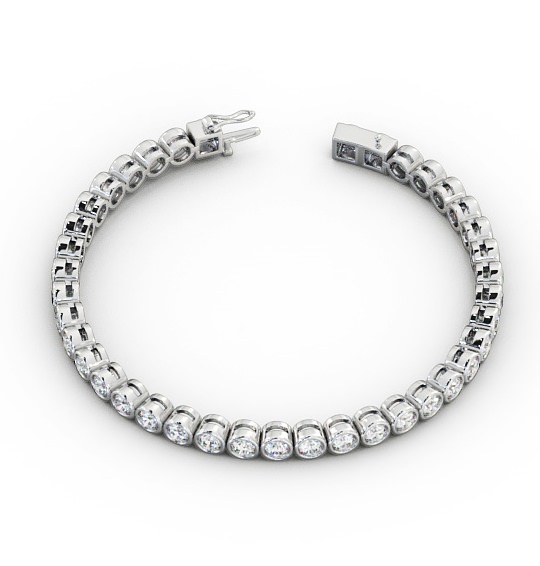  Tennis Bracelet Round Diamond Bezel 18K White Gold - Charlotte BRC3_WG_THUMB2 