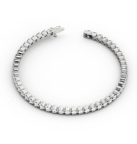  Tennis Bracelet Round Diamond Three Claw 18K White Gold - Francesca BRC4_WG_THUMB2 